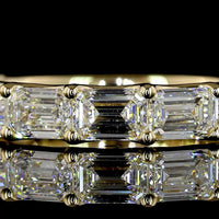 14K Yellow Gold 3/4 Eternity Band with East-West U-Prong Set Emerald Cut Lab Diamonds - 2.13 Carats Total Diamond Weight - Covaloro Fine Jewelry