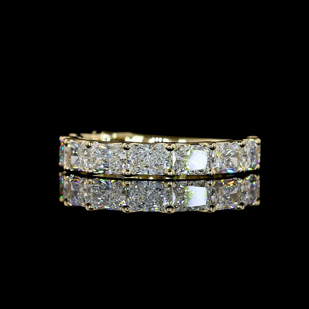 14K Yellow Gold 3/4 Eternity Band with East-West U-Prong Set Radiant Cut Lab Diamonds - 2.40 Carat Total Diamond Weight - Covaloro Fine Jewelry