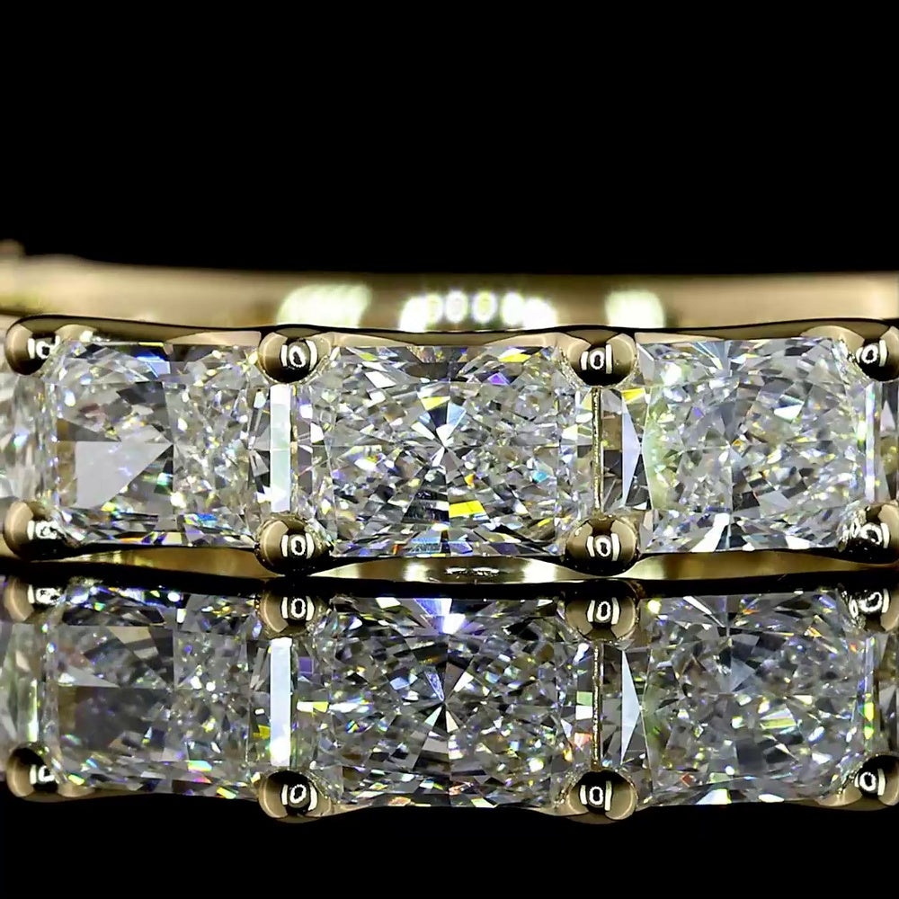 14K Yellow Gold 3/4 Eternity Band with East-West U-Prong Set Radiant Cut Lab Diamonds - 2.40 Carat Total Diamond Weight - Covaloro Fine Jewelry
