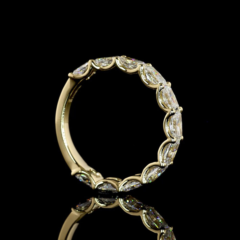 14K Yellow Gold 3/4 Eternity Band with East-West U-Prong Set Radiant Cut Lab Diamonds - 2.40 Carat Total Diamond Weight - Covaloro Fine Jewelry
