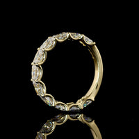 14K Yellow Gold 3/4 Eternity Band with East-West U-Prong Set Radiant Cut Lab Diamonds - 2.40 Carat Total Diamond Weight - Covaloro Fine Jewelry