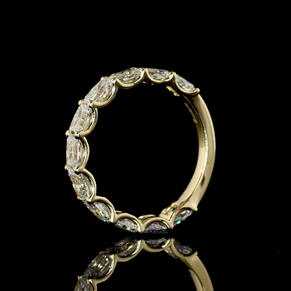 14K Yellow Gold 3/4 Eternity Band with East-West U-Prong Set Radiant Cut Lab Diamonds - 2.40 Carat Total Diamond Weight - Covaloro Fine Jewelry