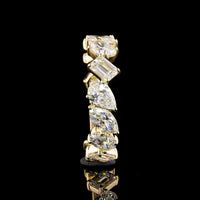 14K Yellow Gold 3/4 Eternity Band with Emerald, Marquise, and Oval Cut Lab Diamonds - 2.61 Carat Total Weight - Covaloro Fine Jewelry