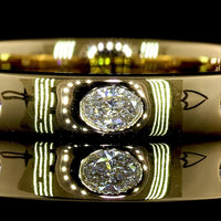 14K Yellow Gold 3/4 Eternity Band with Flush Set East-West Oval Lab Diamonds - 0.38 Carat Total Diamond Weight - Covaloro Fine Jewelry