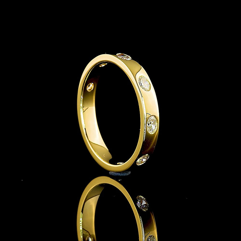 14K Yellow Gold 3/4 Eternity Band with Flush Set East-West Oval Lab Diamonds - 0.38 Carat Total Diamond Weight - Covaloro Fine Jewelry