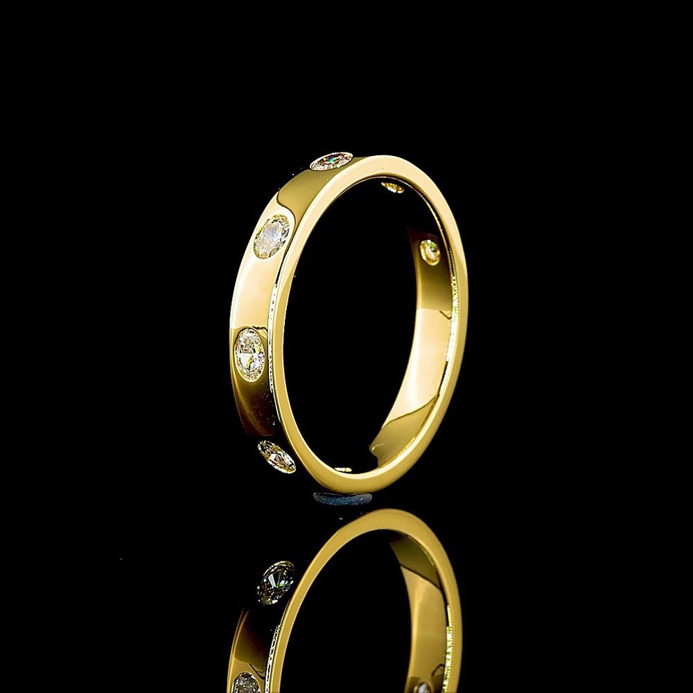 14K Yellow Gold 3/4 Eternity Band with Flush Set East-West Oval Lab Diamonds - 0.38 Carat Total Diamond Weight - Covaloro Fine Jewelry