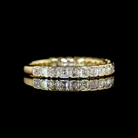 14K Yellow Gold 3/4 Eternity Band with Half-Bezel Set Asscher Cut Lab Diamonds - 1.10 Carats Total Diamond Weight - Covaloro Fine Jewelry