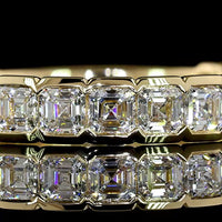 14K Yellow Gold 3/4 Eternity Band with Half Bezel Set Asscher Cut Lab Diamonds - 1.38 Carat Total Diamond Weight - Covaloro Fine Jewelry
