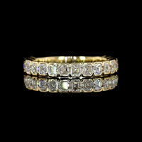 14K Yellow Gold 3/4 Eternity Band with Half Bezel Set Asscher Cut Lab Diamonds - 1.54 Carats Total Diamond Weight - Covaloro Fine Jewelry