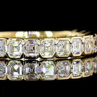14K Yellow Gold 3/4 Eternity Band with Half Bezel Set Asscher Cut Lab Diamonds - 1.54 Carats Total Diamond Weight - Covaloro Fine Jewelry