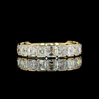 14K Yellow Gold 3/4 Eternity Band with Half Bezel Set Asscher Cut Lab Diamonds - 2.97 Carat Total Weight - Covaloro Fine Jewelry
