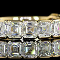 14K Yellow Gold 3/4 Eternity Band with Half Bezel Set Asscher Cut Lab Diamonds - 2.97 Carat Total Weight - Covaloro Fine Jewelry