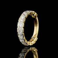 14K Yellow Gold 3/4 Eternity Band with Half Bezel Set Asscher Cut Lab Diamonds - 2.97 Carat Total Weight - Covaloro Fine Jewelry