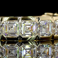 14K Yellow Gold 3/4 Eternity Band with Half Bezel Set Asscher Cut Lab Diamonds - 3.96 Carats Total Diamond Weight - Covaloro Fine Jewelry