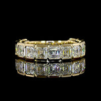 14K Yellow Gold 3/4 Eternity Band with Half-Bezel Set Asscher Cut Lab Diamonds - 4.01 Carat Total Weight - Covaloro Fine Jewelry