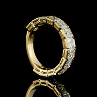 14K Yellow Gold 3/4 Eternity Band with Half-Bezel Set Asscher Cut Lab Diamonds - 4.01 Carat Total Weight - Covaloro Fine Jewelry