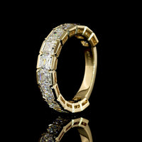 14K Yellow Gold 3/4 Eternity Band with Half-Bezel Set Asscher Cut Lab Diamonds - 4.01 Carat Total Weight - Covaloro Fine Jewelry