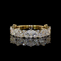 14K Yellow Gold 3/4 Eternity Band with Inclined Pear Shape and Brilliant Cut Lab Diamonds - 1.94 Carats Total Diamond Weight - Covaloro Fine Jewelry