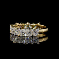 14K Yellow Gold 3/4 Eternity Band with Inclined Pear Shape and Brilliant Cut Lab Diamonds - 1.94 Carats Total Diamond Weight - Covaloro Fine Jewelry
