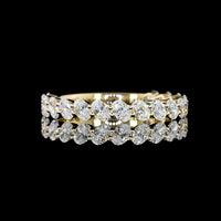 14K Yellow Gold 3/4 Eternity Band with Inclined Prong Set Oval Cut Lab Diamonds - 1.07 Carat Total Diamond Weight - Covaloro Fine Jewelry