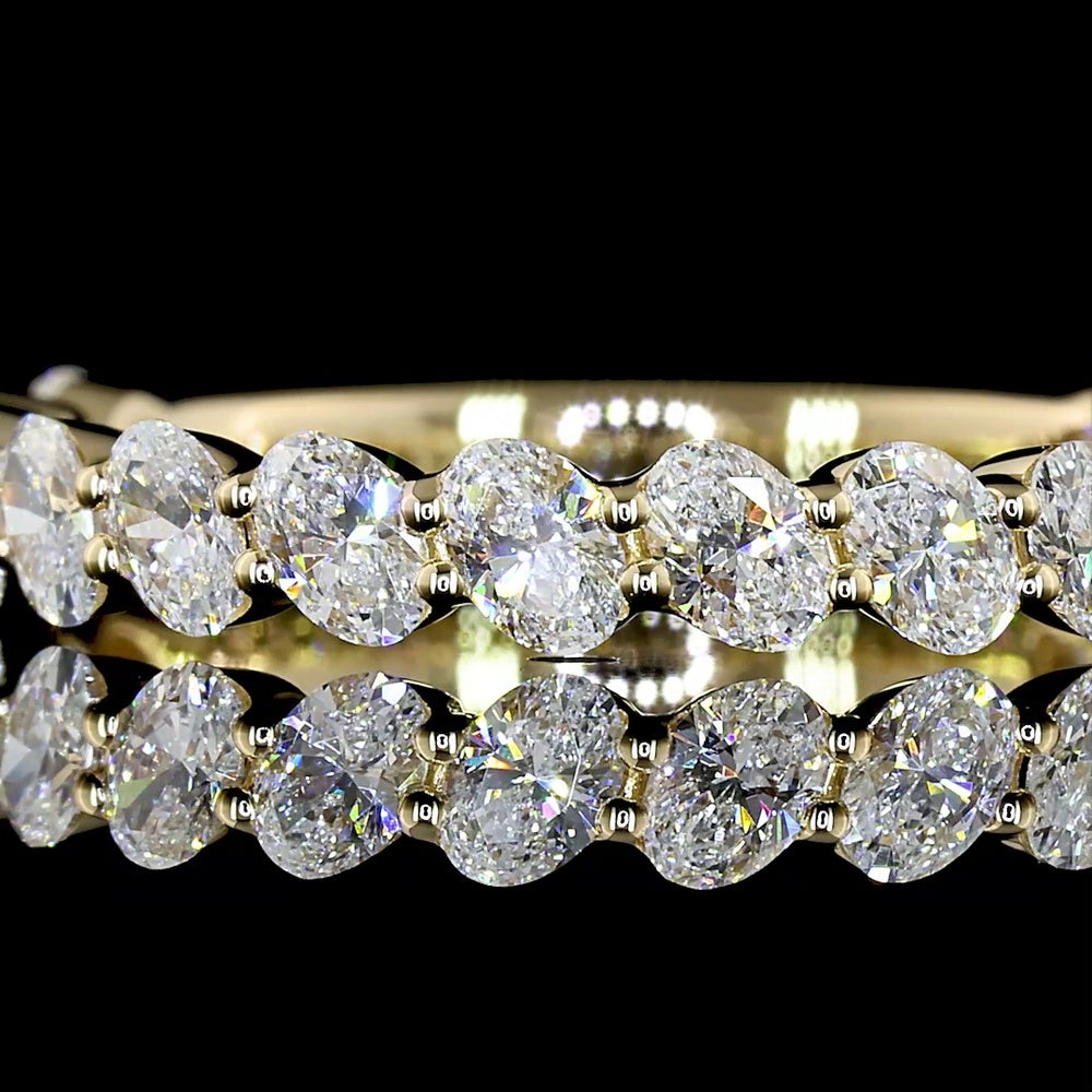 14K Yellow Gold 3/4 Eternity Band with Inclined Prong Set Oval Cut Lab Diamonds - 1.07 Carat Total Diamond Weight - Covaloro Fine Jewelry