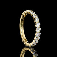 14K Yellow Gold 3/4 Eternity Band with Inclined Prong Set Oval Cut Lab Diamonds - 1.07 Carat Total Diamond Weight - Covaloro Fine Jewelry