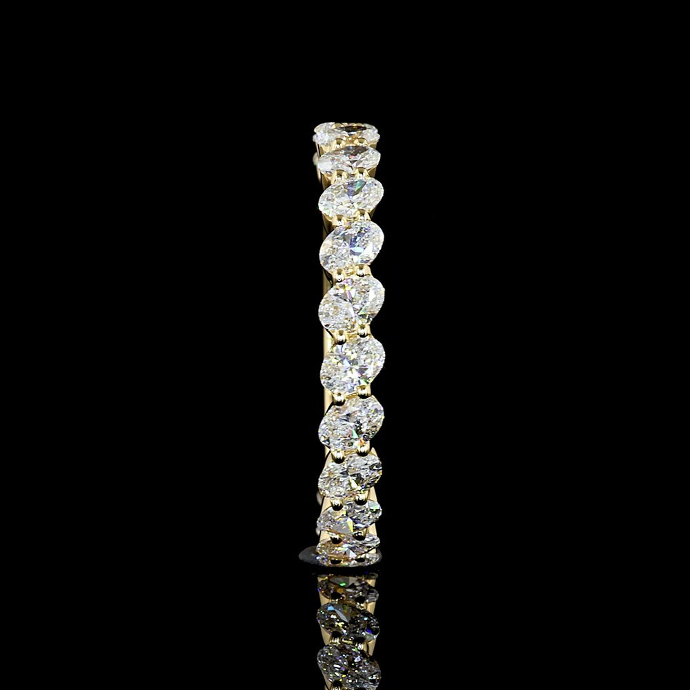14K Yellow Gold 3/4 Eternity Band with Inclined Prong Set Oval Cut Lab Diamonds - 1.07 Carat Total Diamond Weight - Covaloro Fine Jewelry