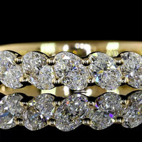 14K Yellow Gold 3/4 Eternity Band with Inclined Prong Set Oval Cut Lab Diamonds - 1.12 Carats Total Diamond Weight - Covaloro Fine Jewelry