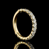 14K Yellow Gold 3/4 Eternity Band with Inclined Prong Set Oval Cut Lab Diamonds - 1.12 Carats Total Diamond Weight - Covaloro Fine Jewelry