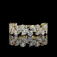 14K Yellow Gold 3/4 Eternity Band with Inclined Prong Set Round and Marquise Cut Lab Diamonds - 1.97 Carat Total Diamond Weight - Covaloro Fine Jewelry