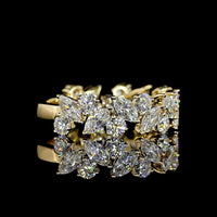 14K Yellow Gold 3/4 Eternity Band with Inclined Prong Set Round and Marquise Cut Lab Diamonds - 1.97 Carat Total Diamond Weight - Covaloro Fine Jewelry