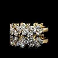 14K Yellow Gold 3/4 Eternity Band with Inclined Prong Set Round and Marquise Cut Lab Diamonds - 1.97 Carat Total Diamond Weight - Covaloro Fine Jewelry