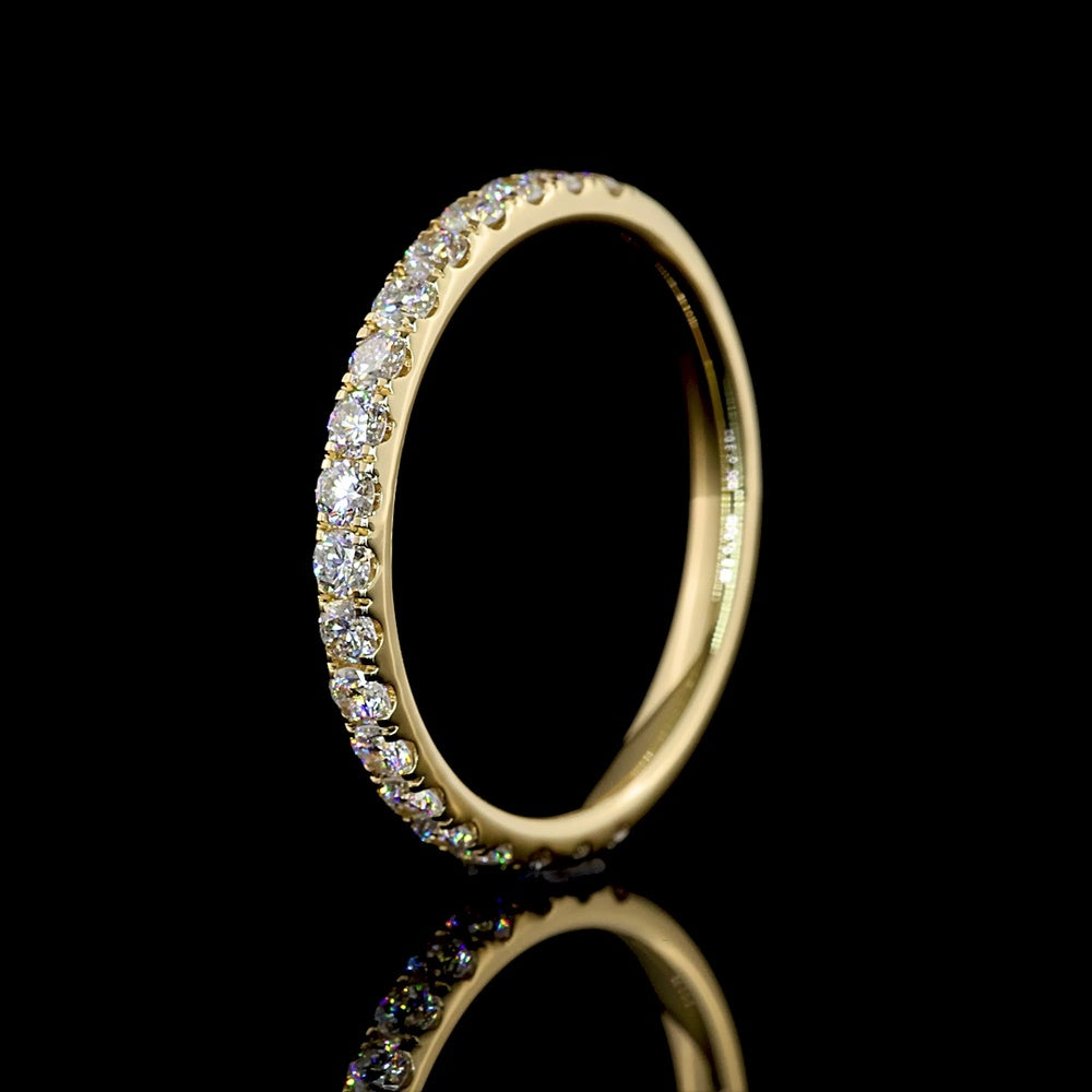 14K Yellow Gold 3/4 Eternity Band with Micro-Pave Set Round Lab Diamonds - 0.54 Carat Total Weight (E-F Color, VS Clarity) - Covaloro Fine Jewelry