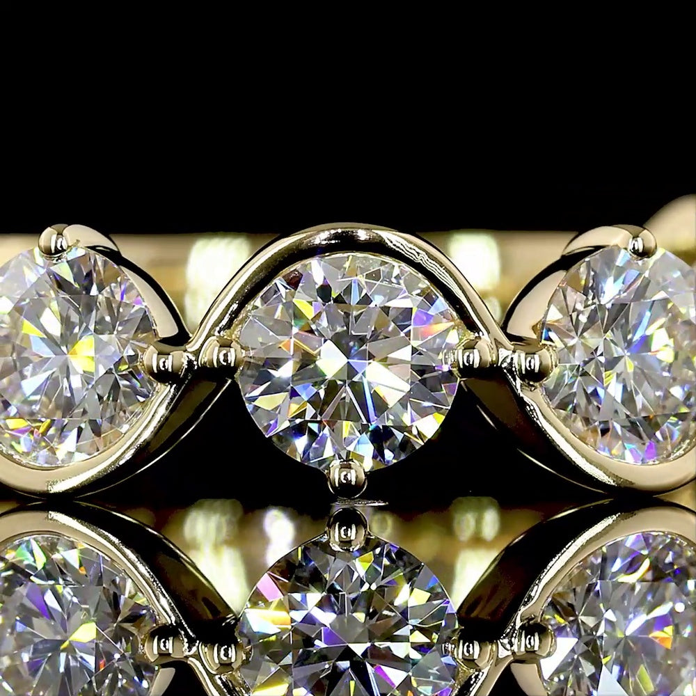 14K Yellow Gold 3/4 Eternity Band with Nine Round Brilliant Cut Lab Diamonds - 2.24 Carats Total Diamond Weight - Covaloro Fine Jewelry