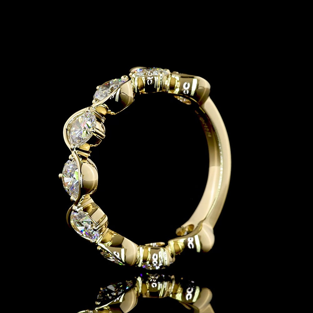 14K Yellow Gold 3/4 Eternity Band with Nine Round Brilliant Cut Lab Diamonds - 2.24 Carats Total Diamond Weight - Covaloro Fine Jewelry