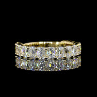 14K Yellow Gold 3/4 Eternity Band with North-South Antique Cushion Cut Lab Diamonds - 2.10 Carats Total Diamond Weight - Covaloro Fine Jewelry