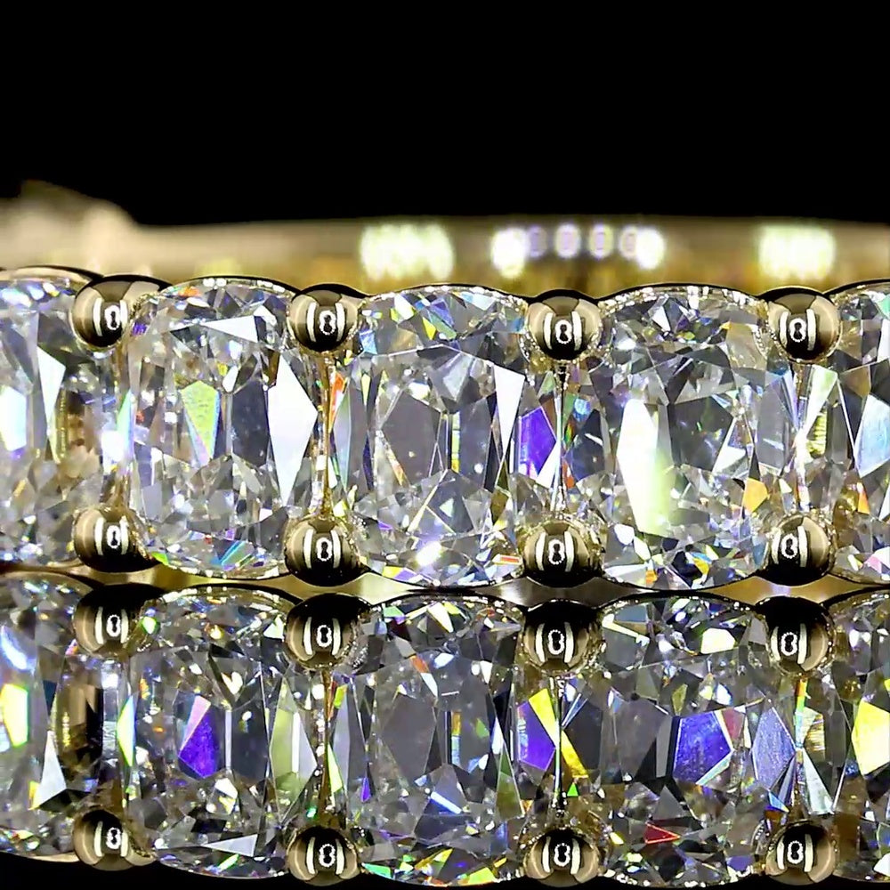14K Yellow Gold 3/4 Eternity Band with North-South Antique Cushion Cut Lab Diamonds - 2.10 Carats Total Diamond Weight - Covaloro Fine Jewelry