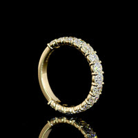 14K Yellow Gold 3/4 Eternity Band with North-South Antique Cushion Cut Lab Diamonds - 2.10 Carats Total Diamond Weight - Covaloro Fine Jewelry