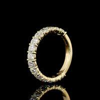 14K Yellow Gold 3/4 Eternity Band with North-South Antique Cushion Cut Lab Diamonds - 2.10 Carats Total Diamond Weight - Covaloro Fine Jewelry