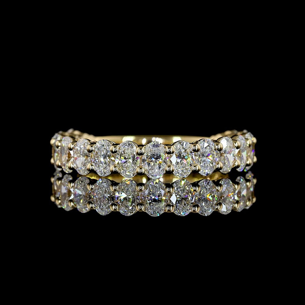 14K Yellow Gold 3/4 Eternity Band with North-South Oval Cut Lab Diamonds - 1.66 Carat Total Weight - Covaloro Fine Jewelry