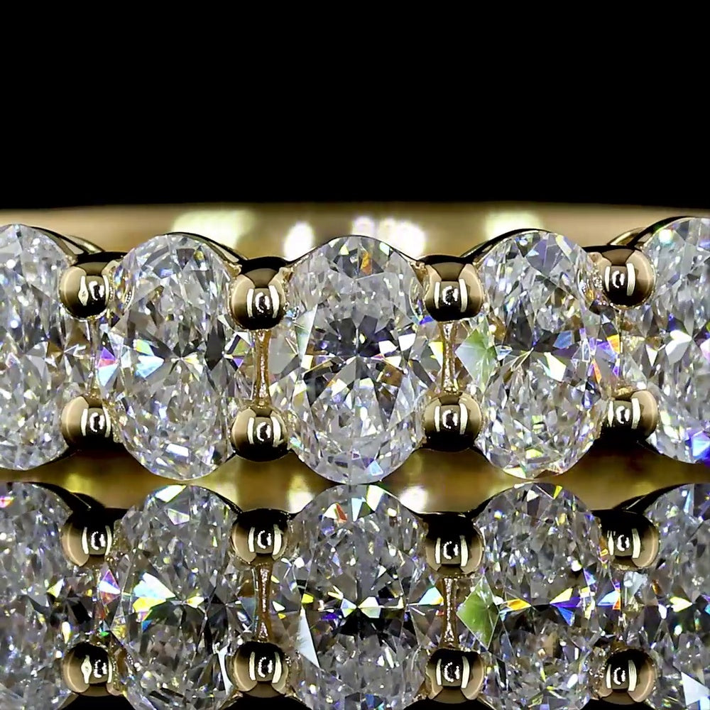 14K Yellow Gold 3/4 Eternity Band with North-South Oval Cut Lab Diamonds - 1.66 Carat Total Weight - Covaloro Fine Jewelry