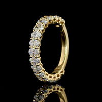 14K Yellow Gold 3/4 Eternity Band with North-South Oval Cut Lab Diamonds - 1.66 Carat Total Weight - Covaloro Fine Jewelry