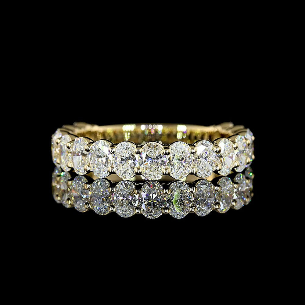 14K Yellow Gold 3/4 Eternity Band with North-South Oval Cut Lab Diamonds - 1.89 Carats Total Diamond Weight - Covaloro Fine Jewelry