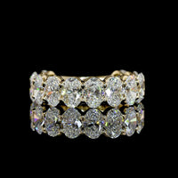 14K Yellow Gold 3/4 Eternity Band with North-South Oval Cut Lab Diamonds - 4.61 Carats Total Diamond Weight - Covaloro Fine Jewelry