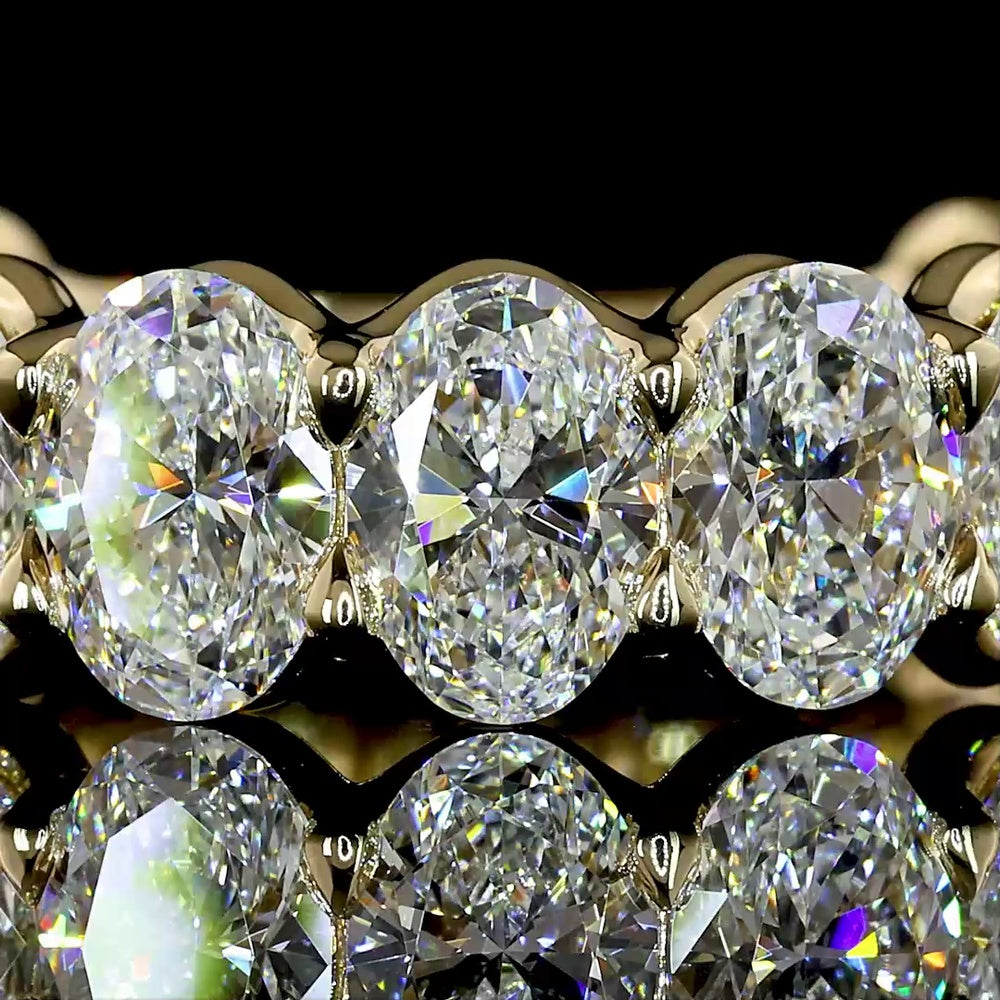 14K Yellow Gold 3/4 Eternity Band with North-South Oval Cut Lab Diamonds - 4.61 Carats Total Diamond Weight - Covaloro Fine Jewelry