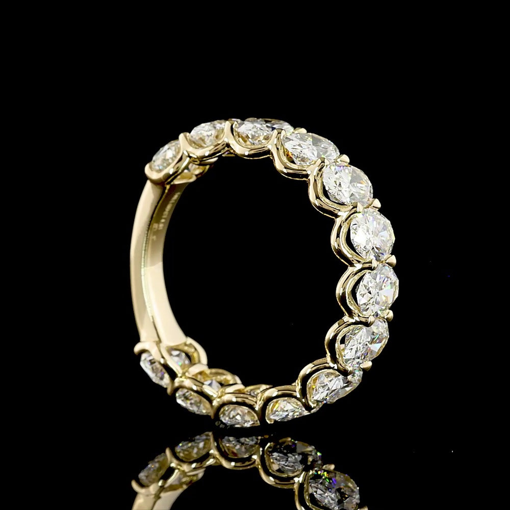 14K Yellow Gold 3/4 Eternity Band with North-South Oval Cut Lab Diamonds - 4.61 Carats Total Diamond Weight - Covaloro Fine Jewelry