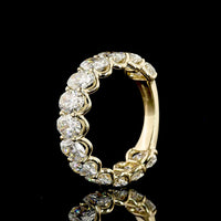 14K Yellow Gold 3/4 Eternity Band with North-South Oval Cut Lab Diamonds - 4.61 Carats Total Diamond Weight - Covaloro Fine Jewelry