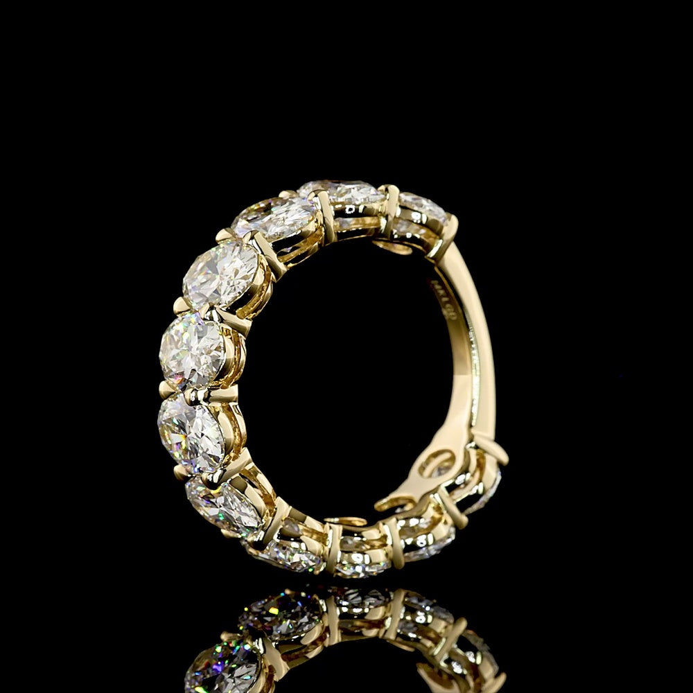 14K Yellow Gold 3/4 Eternity Band with North-South Oval Cut Lab Diamonds - 5.57 Carats Total Diamond Weight - Covaloro Fine Jewelry
