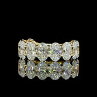 14K Yellow Gold 3/4 Eternity Band with North-South Oval Cut Lab Diamonds (E-F VVS2) - 6.35 Total Carat Weight - Covaloro Fine Jewelry