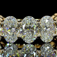 14K Yellow Gold 3/4 Eternity Band with North-South Oval Cut Lab Diamonds (E-F VVS2) - 6.35 Total Carat Weight - Covaloro Fine Jewelry